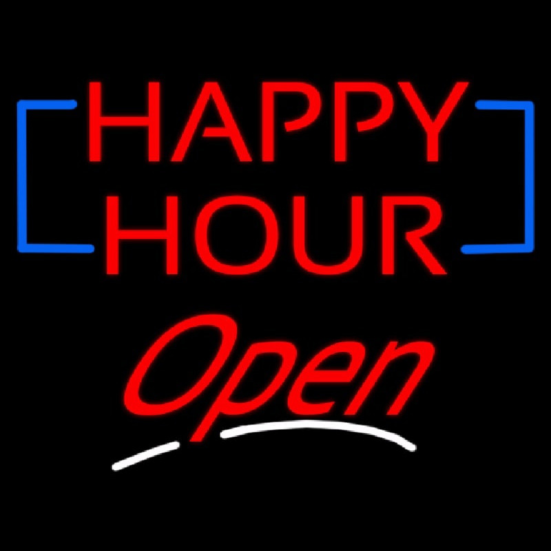 Happy Hour Cursive Open Neontábla