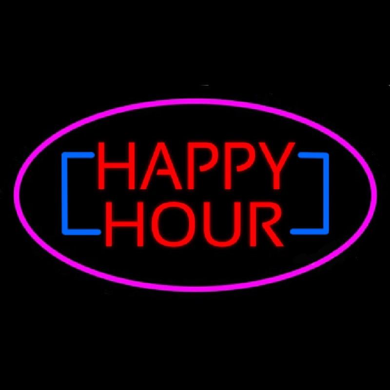 Happy Hour Oval Pink Neontábla