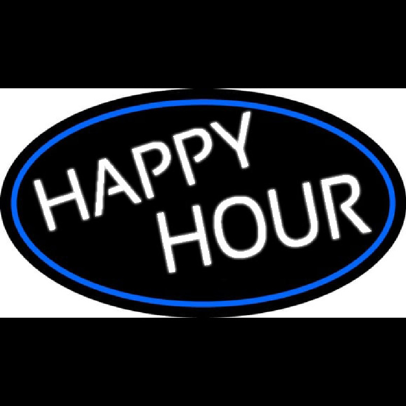 Happy Hours Oval With Blue Border Neontábla