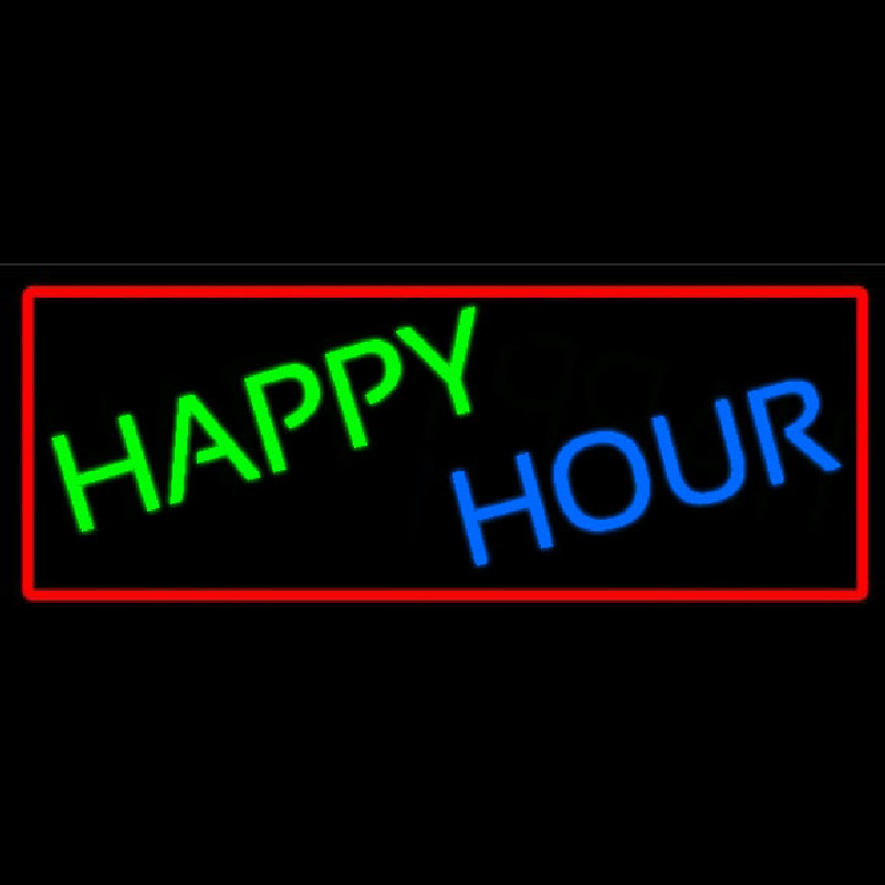 Happy Hours With Red Border Neontábla