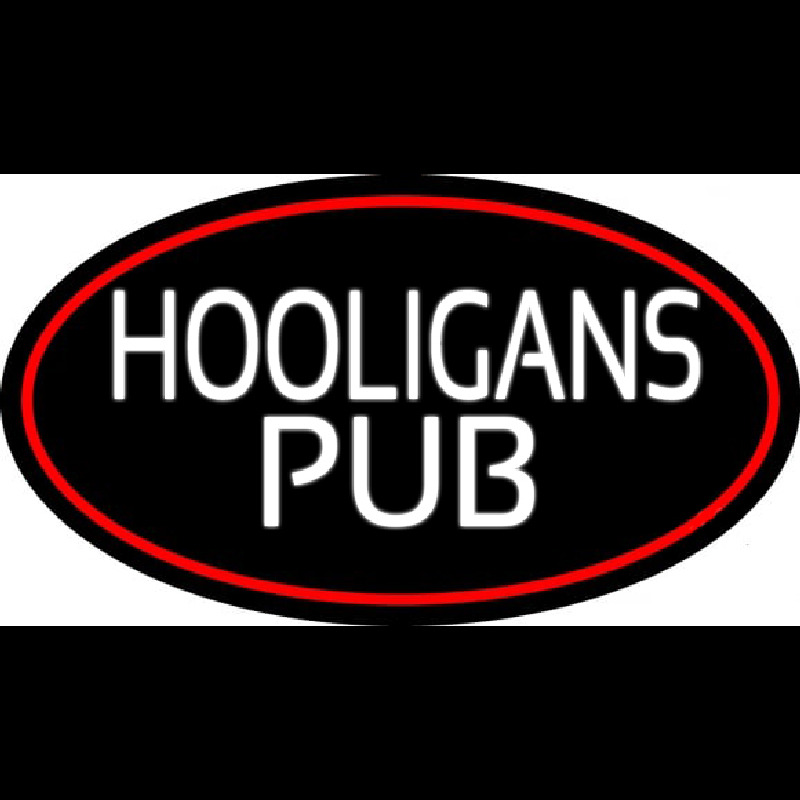 Hooligans Pub Oval With Red Border Neontábla