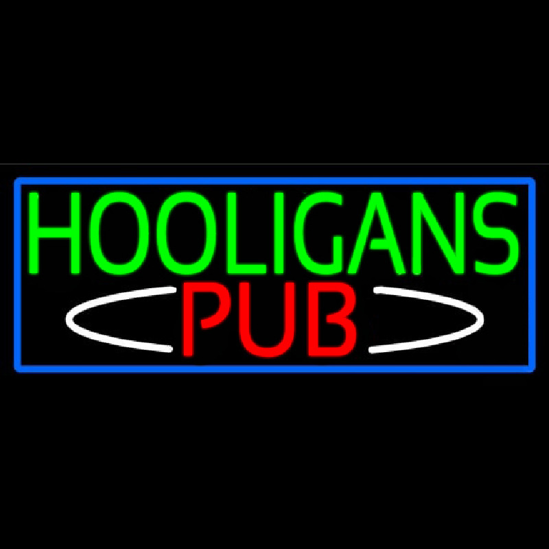 Hooligans Pub With Blue Border Neontábla
