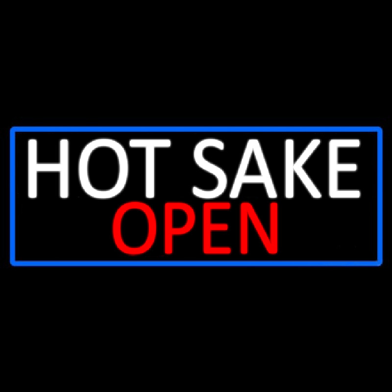 Hot Sake Open With Blue Border Neontábla