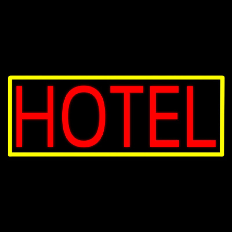 Hotel With Yellow Border Neontábla