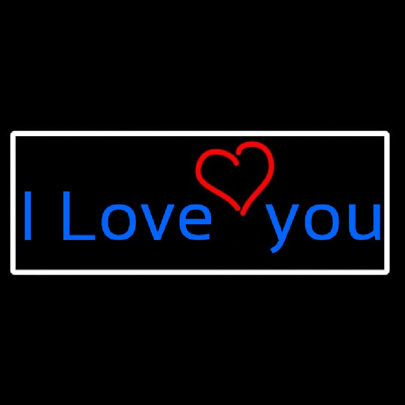 I Love You And Heart With White Border Neontábla