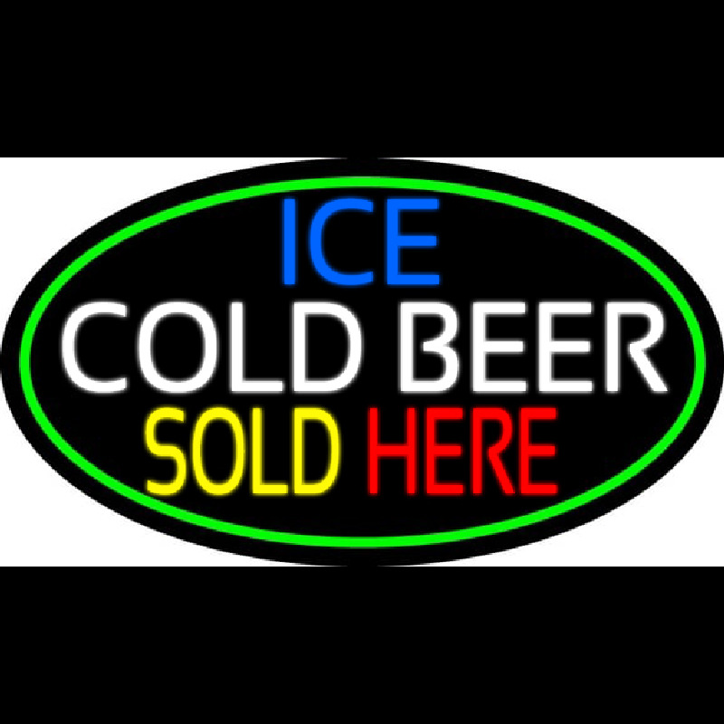 Ice Cold Beer Sold Here With Green Border Neontábla