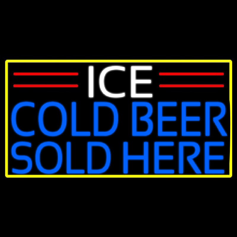 Ice Cold Beer Sold Here With Yellow Border Neontábla