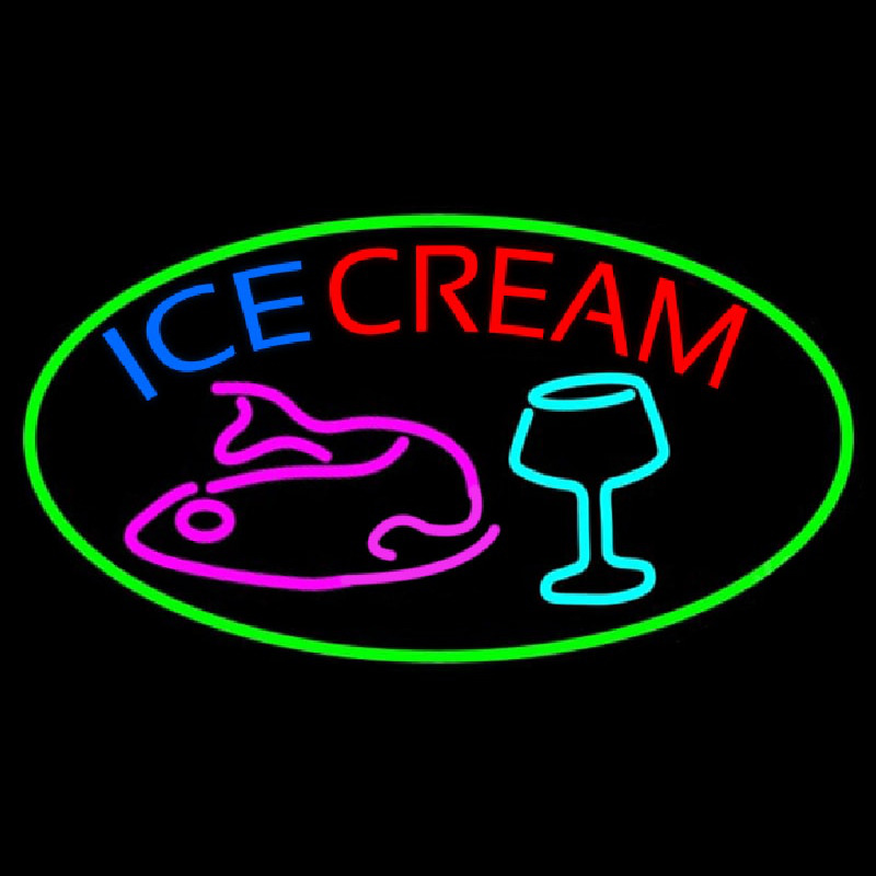 Ice Cream Glass N Fish Neontábla
