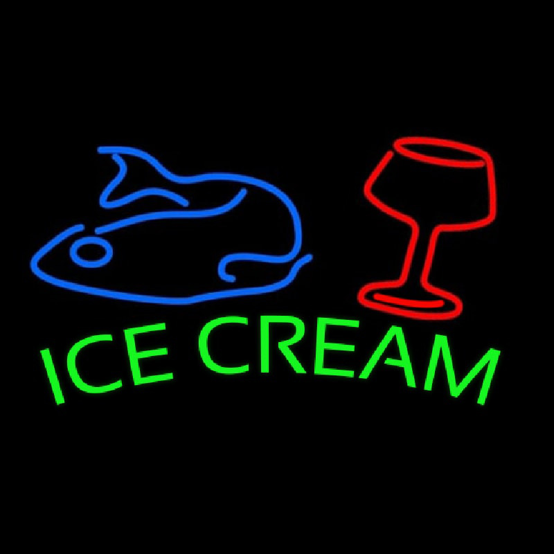 Ice Cream Glass N Fish Neontábla