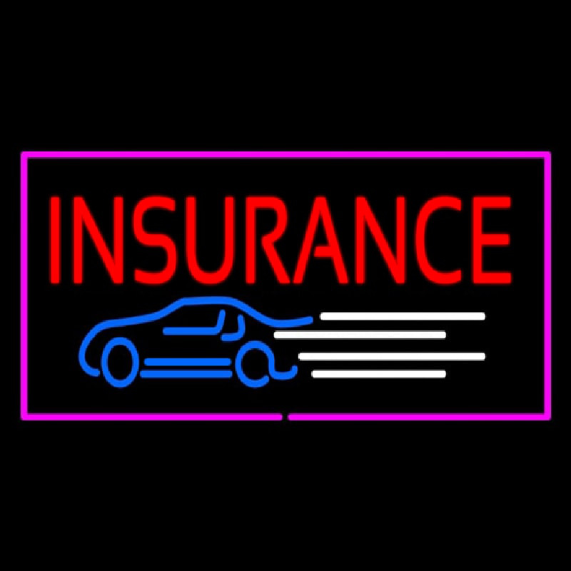 Insurance Car Logo Pink Border Neontábla