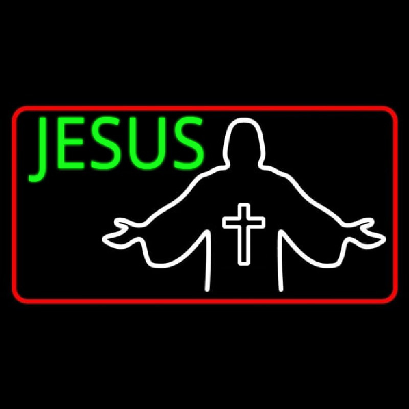Jesus Christian Cross With Border Neontábla