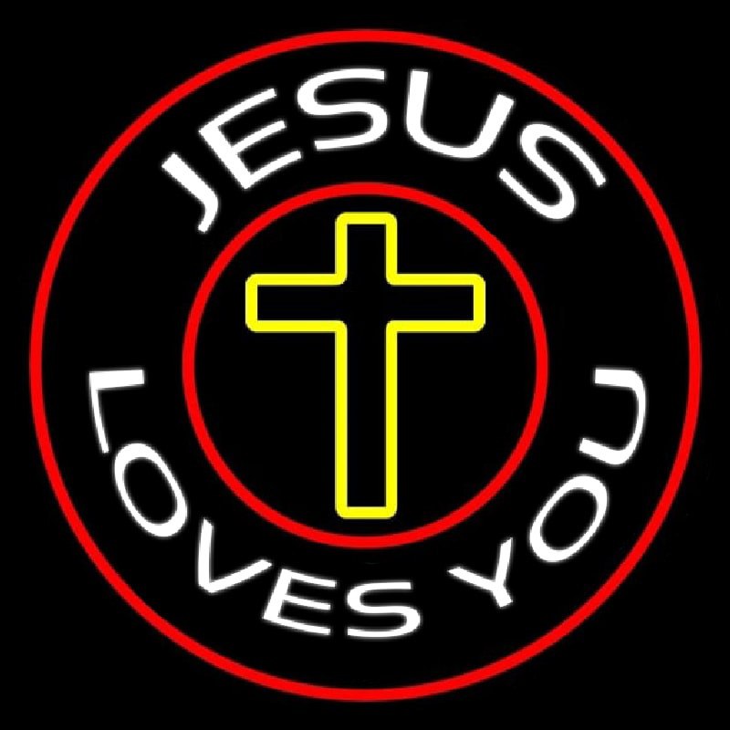 Jesus Loves You With Red Border Neontábla