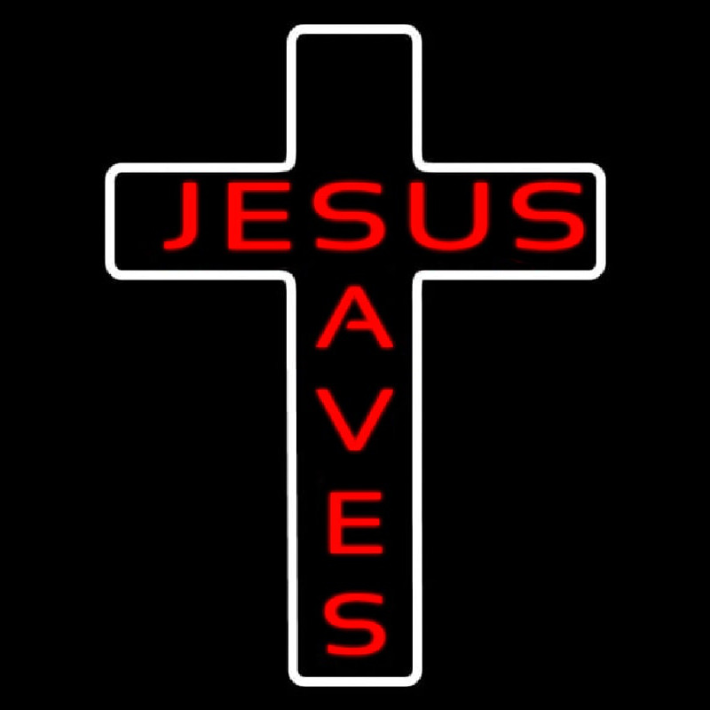 Jesus Saves White Cross Neontábla