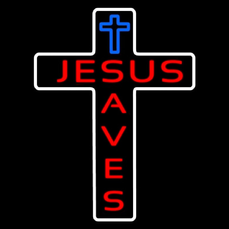 Jesus Saves With Cross Neontábla