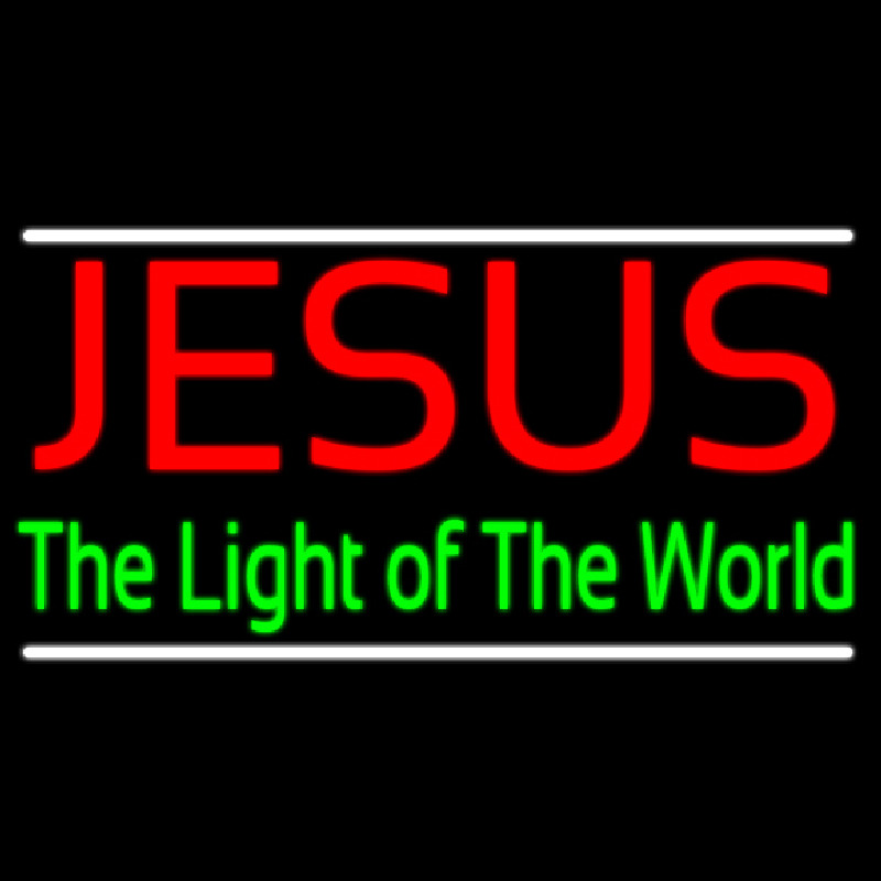 Jesus The Light Of World With Line Neontábla