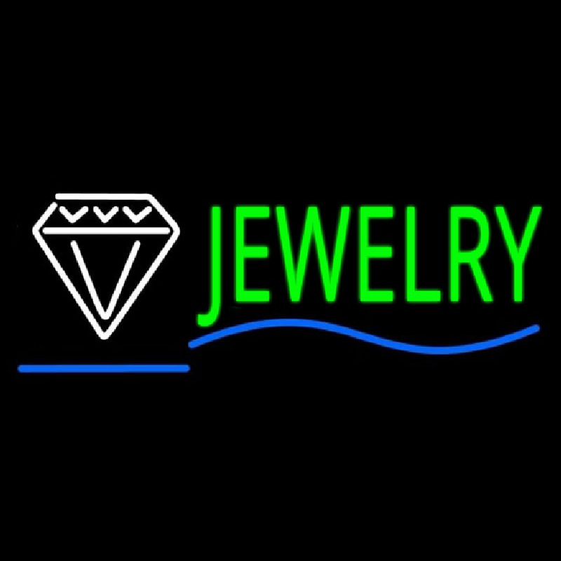 Jewelry Block Diamond Logo Blue Line Neontábla