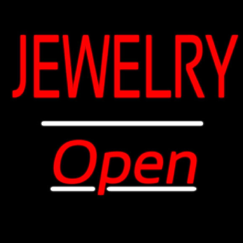 Jewelry Block Open White Line Neontábla