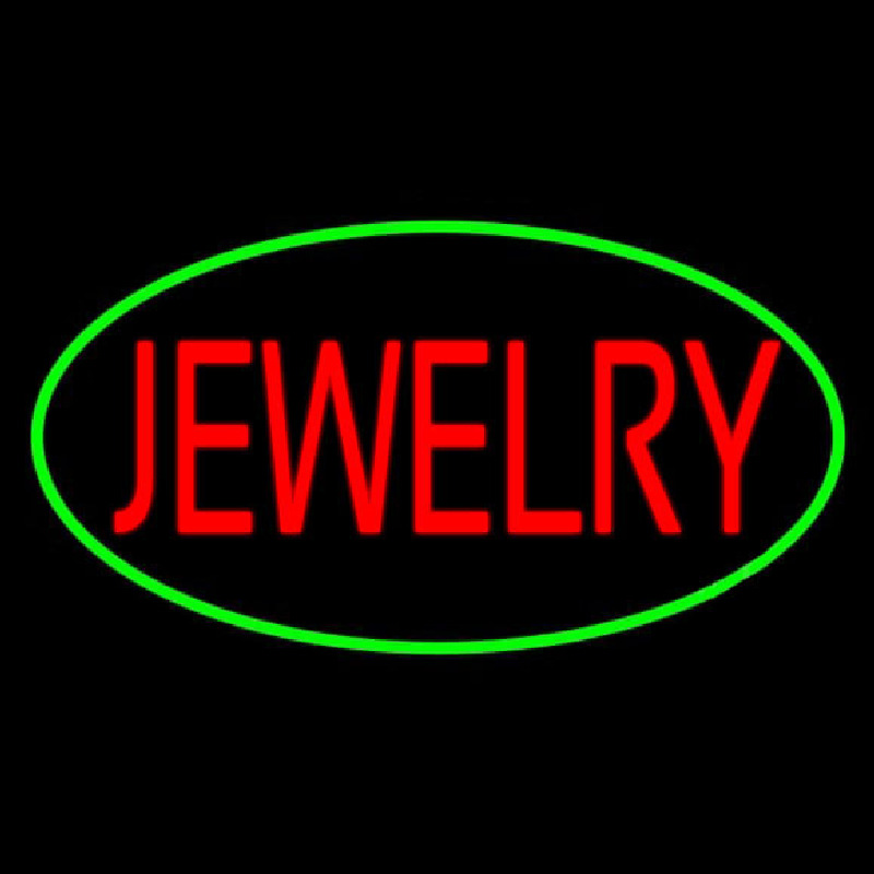Jewelry Block Oval Green Neontábla
