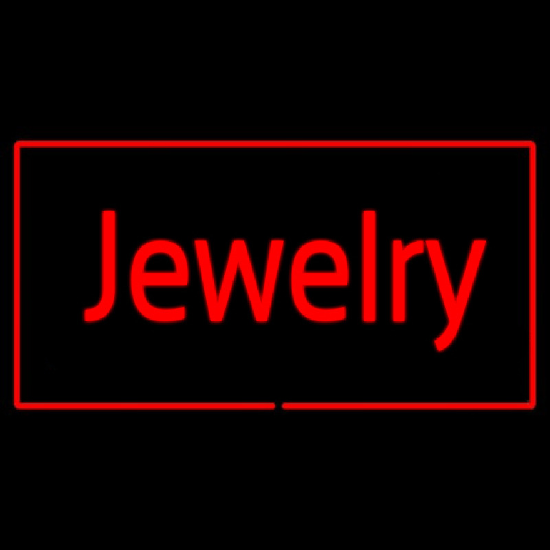Jewelry Cursive Rectangle Red Neontábla