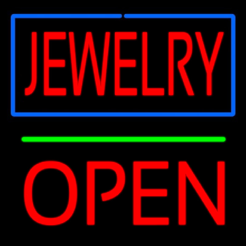 Jewelry Green Line Open Block Neontábla