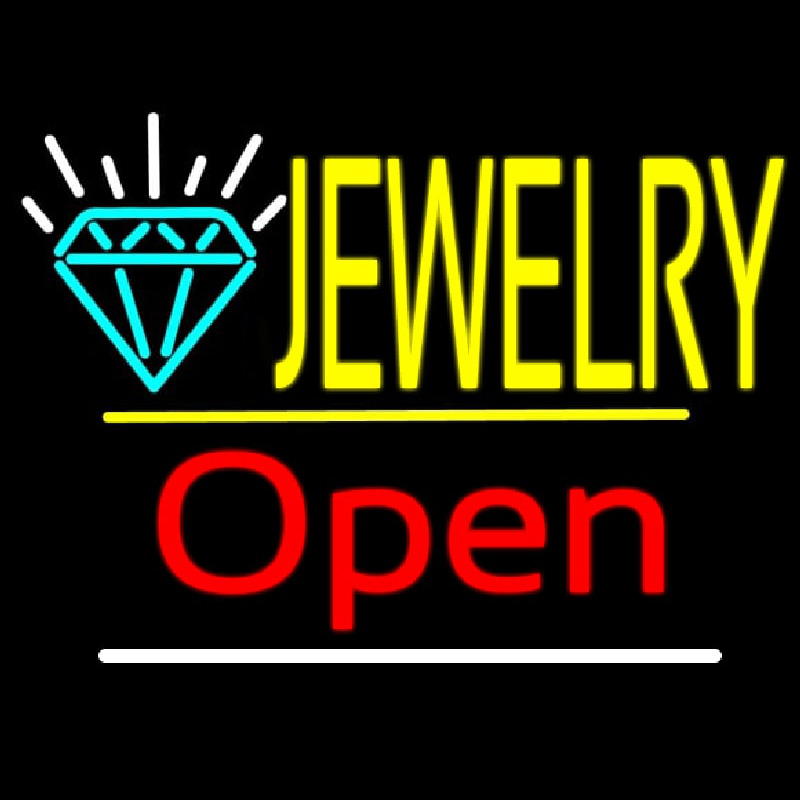 Jewelry Logo Open Yellow Line Neontábla