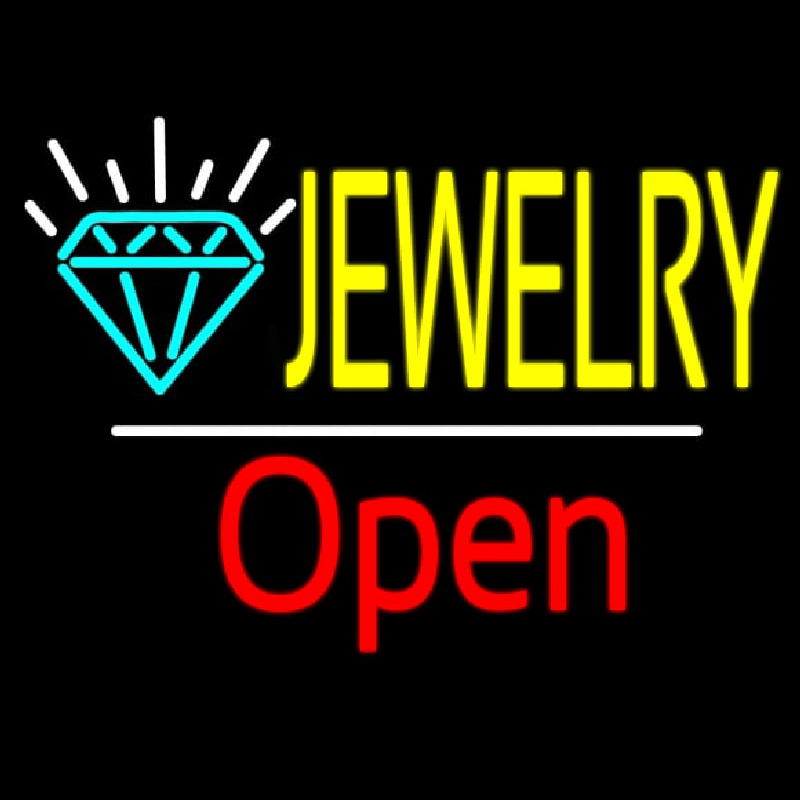 Jewelry Logo White Line Open Neontábla