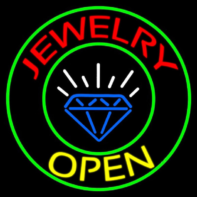 Jewelry Open Blue Logo Neontábla