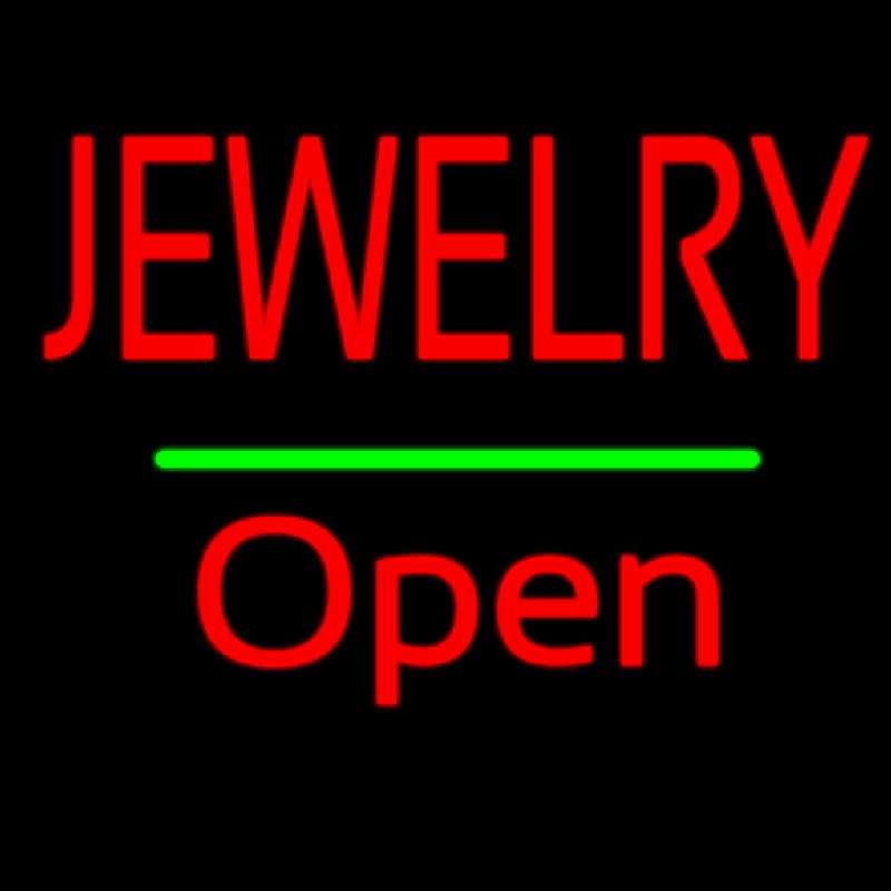 Jewelry Open Green Line Neontábla