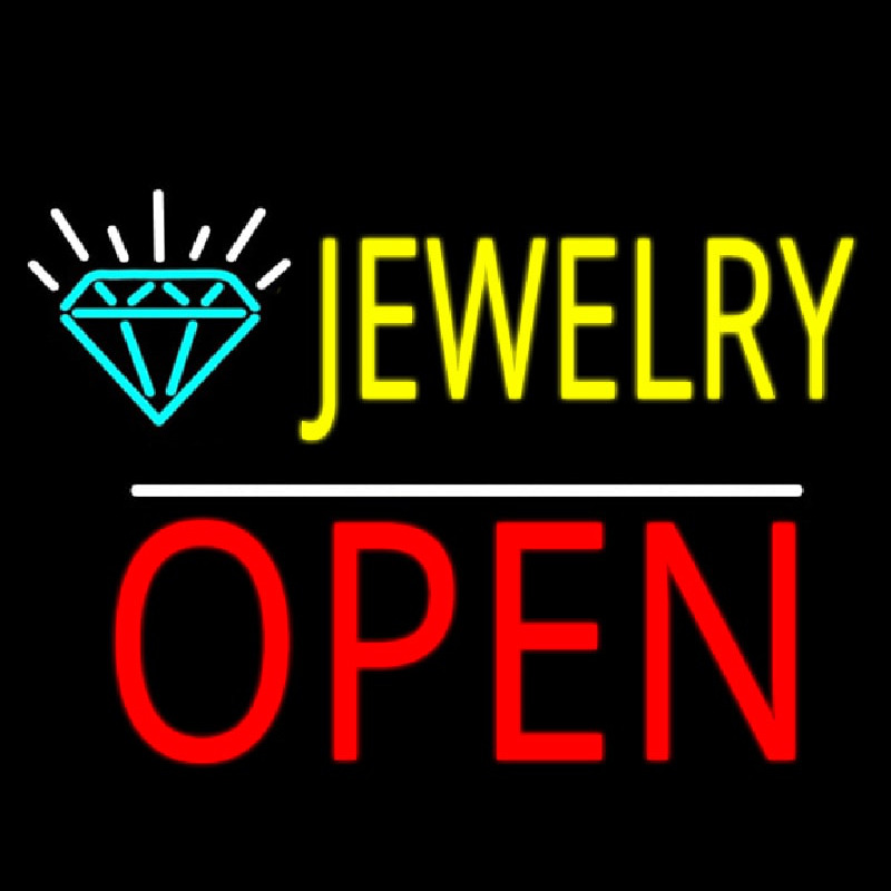 Jewelry Open White Line Neontábla