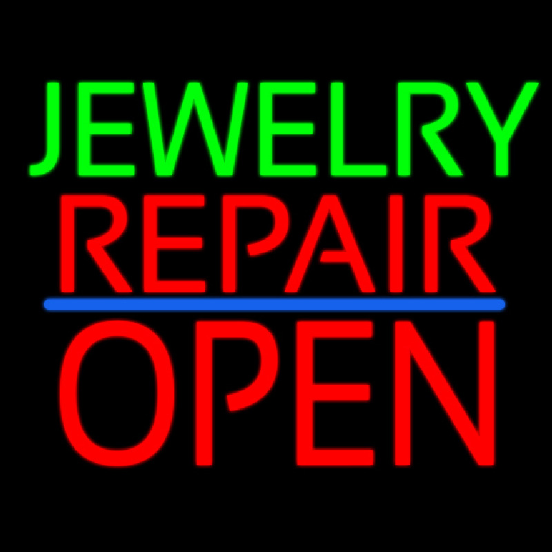 Jewelry Repair Block Open Blue Line Neontábla