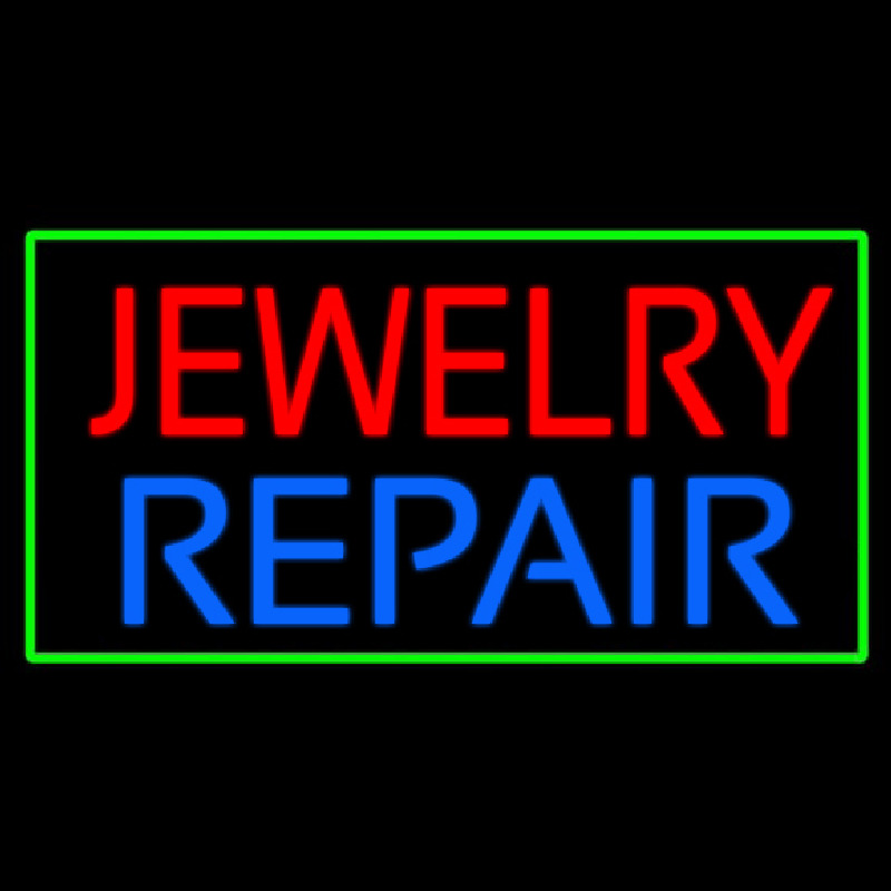 Jewelry Repair Green Rectangle Neontábla