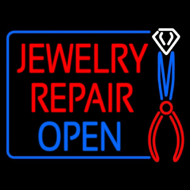 Jewelry Repair Open Block Neontábla