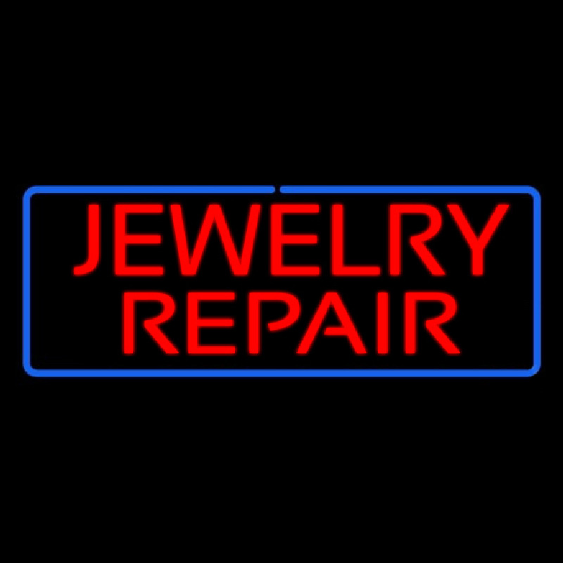 Jewelry Repair Rectangle Blue Neontábla