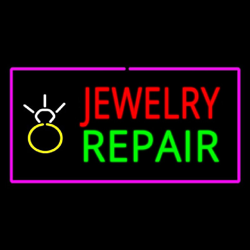 Jewelry Repair Rectangle Purple Neontábla