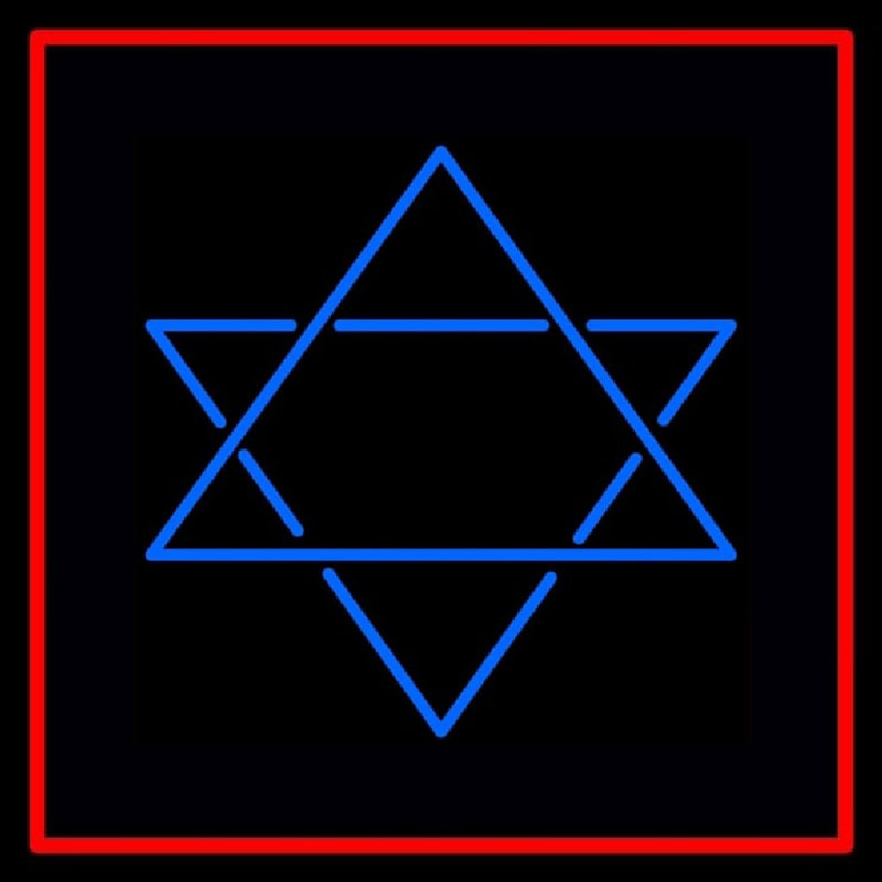 Judaism Star Of David Red Border Neontábla