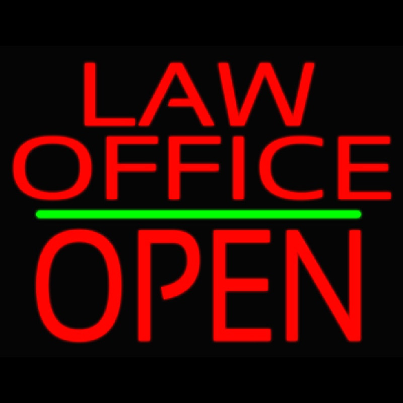 Law Office Block Open Green Line Neontábla