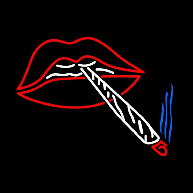 Lips Holding Cigrate Neontábla