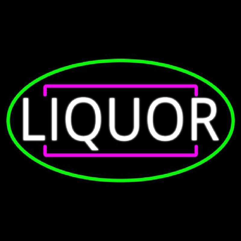 Liquor Oval With Green Border Neontábla
