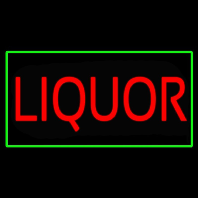 Liquor Rectangle Green Neontábla