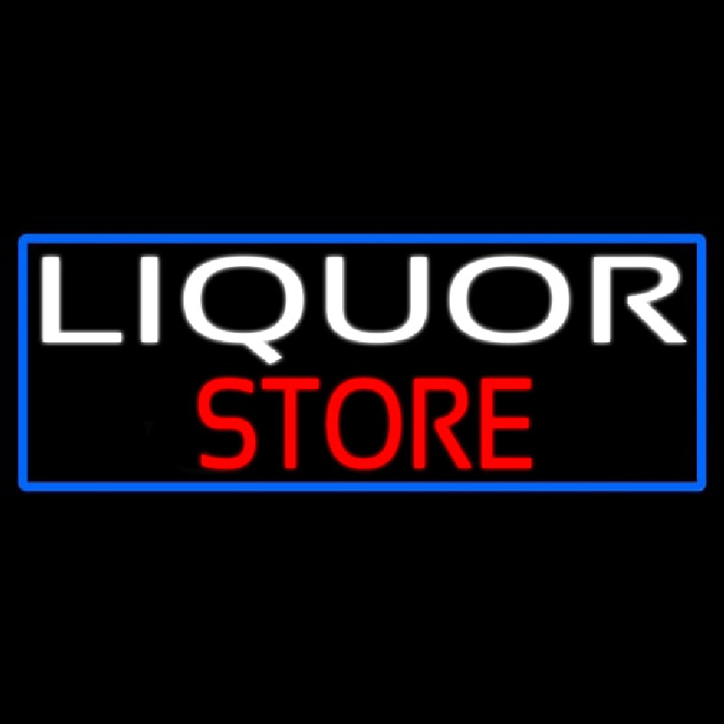Liquor Store With Blue Border Neontábla