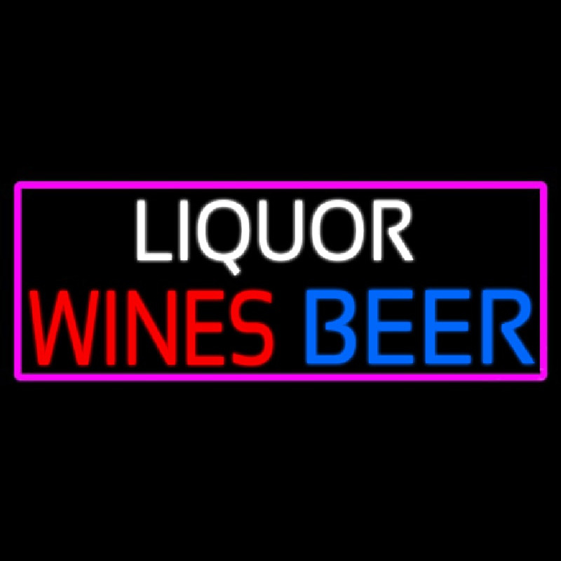 Liquors Wines Beer With Pink Border Neontábla