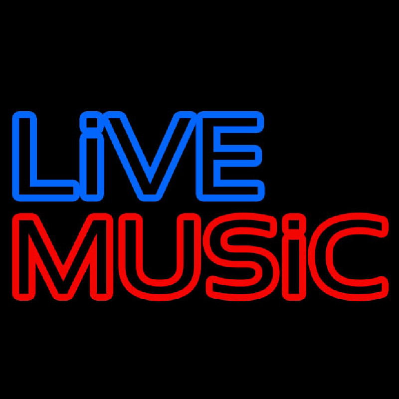 Live Music Block Mic Logo Neontábla