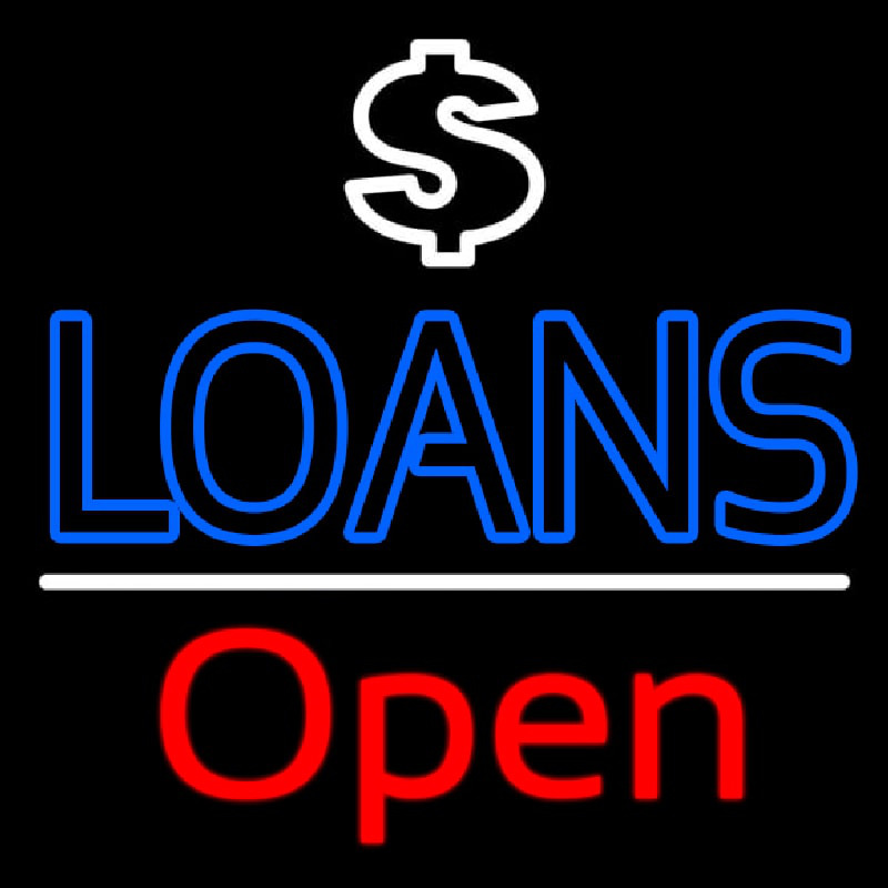 Loans With Dollar Logo Open Neontábla