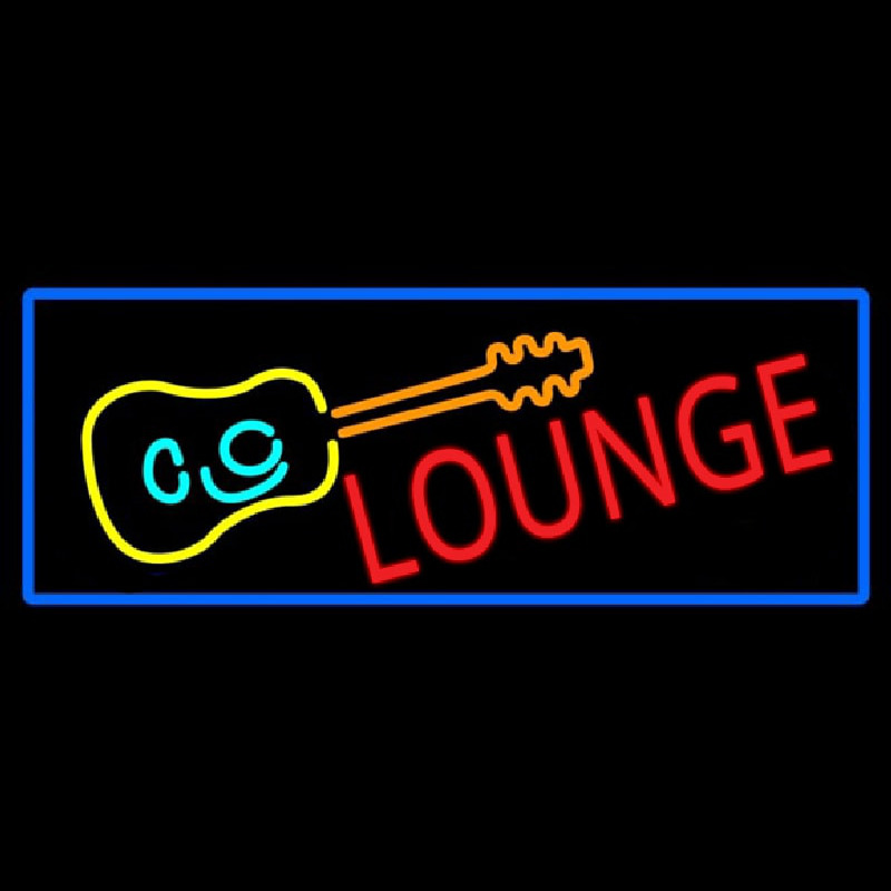 Lounge And Guitar With Blue Border Neontábla