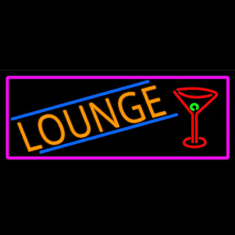 Lounge And Martini Glass With Pink Border Neontábla