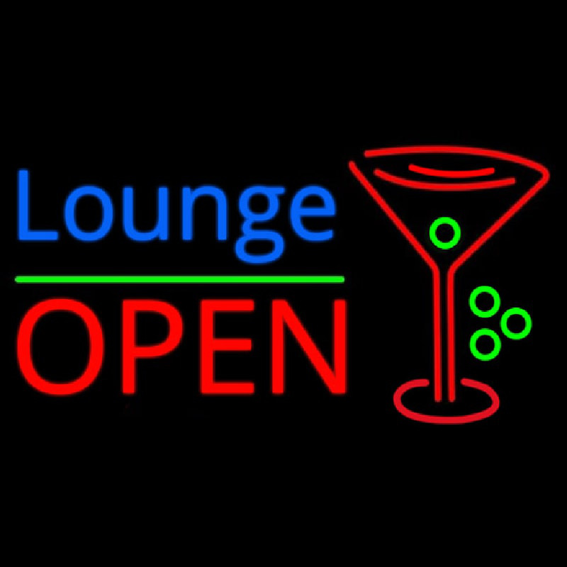 Lounge With Martini Glass Open 1 Neontábla