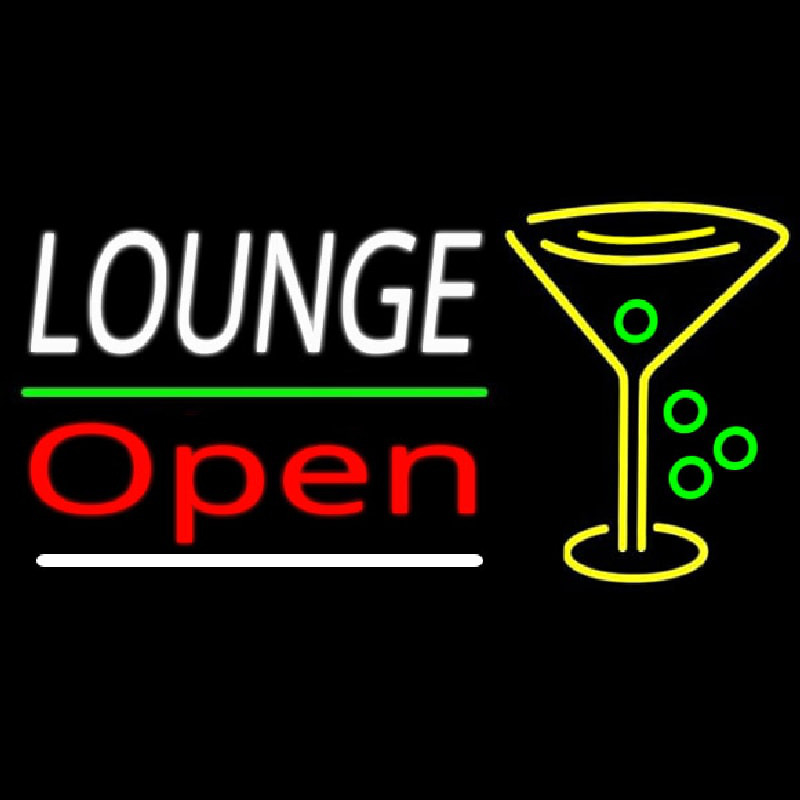 Lounge With Martini Glass Open 2 Neontábla