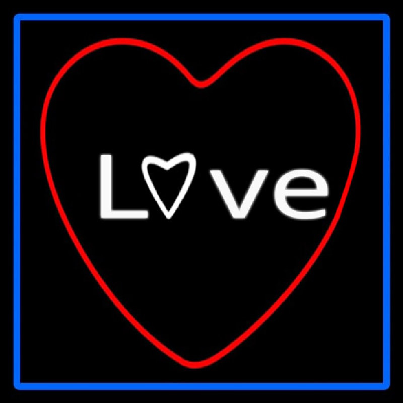 Love Red Heart With Blue Border Neontábla