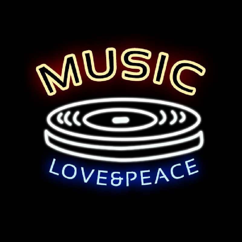 MUSIC LOVE PEACE Neontábla
