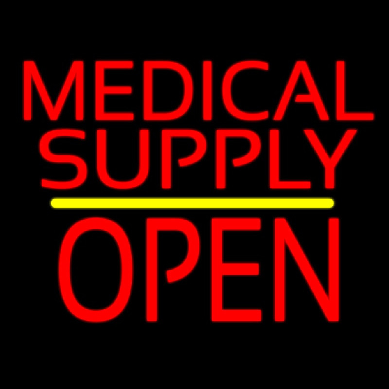 Medical Supply Block Open Yellow Line Neontábla